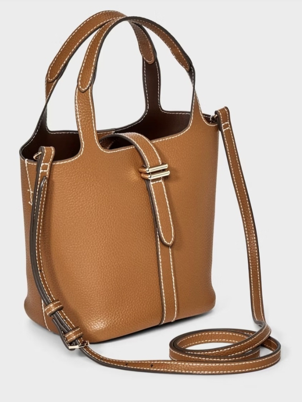 A New Day Mini Tulip Tote Brown Crossbody Bag Minimalist Chic Quiet Lux - Picture 3 of 9